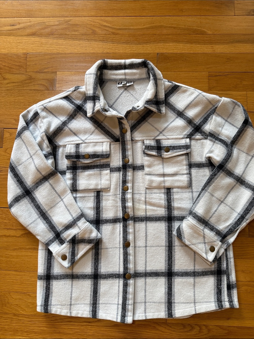 Katydid Cream and Navy Plaid Button-Front Jacket Shirt
